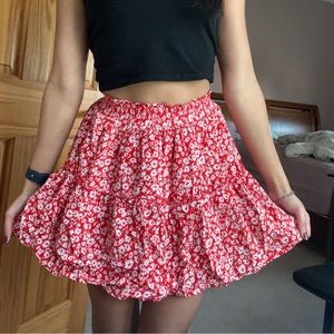 ditsy red floral skirt